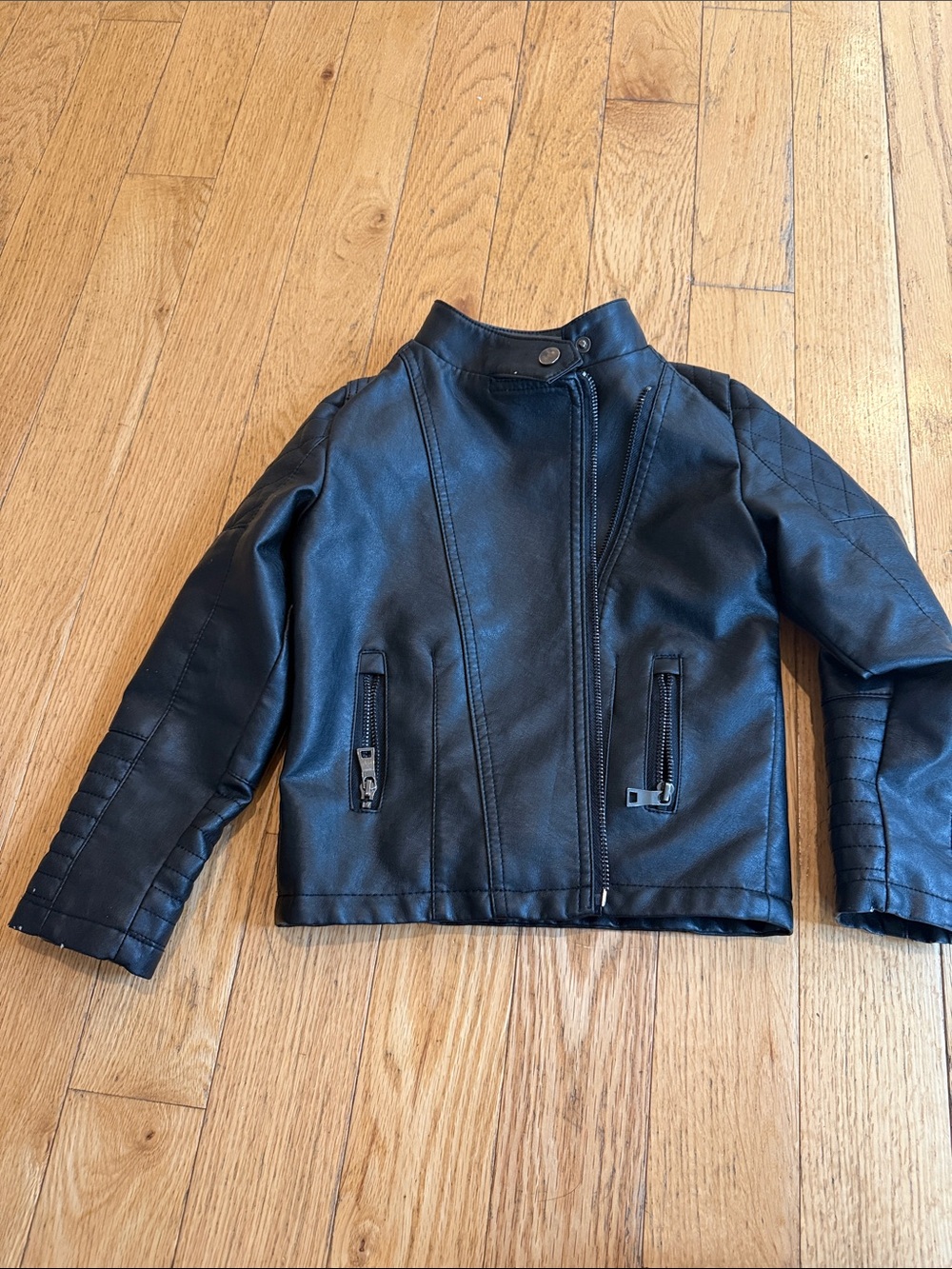 Kids Black Faux Leather Moto Jacket